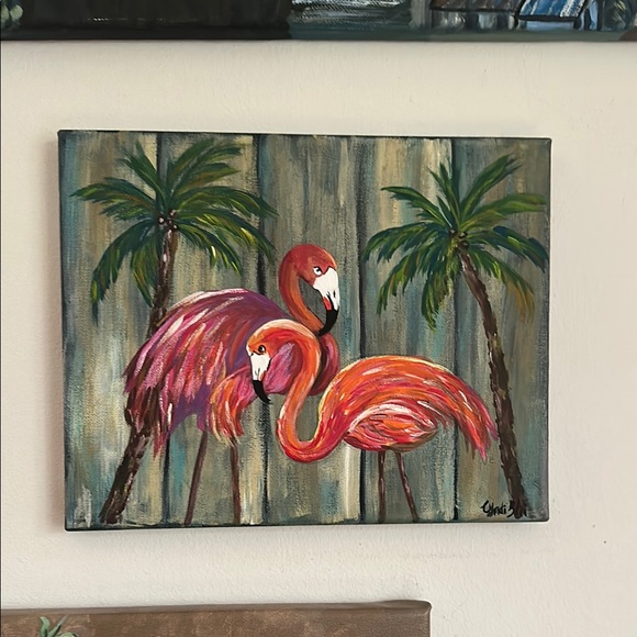 original Flamingo acrylic painting - Picture 1 of 4